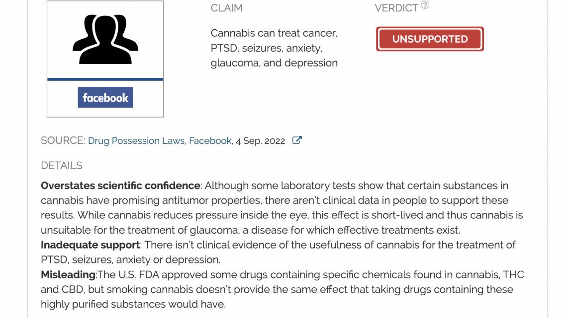 Aucune preuve clinique ne soutient l’utilisation du cannabis pour traiter le cancer ou d’autres conditions, bien que des produits chimiques spécifiques trouvés dans le cannabis puissent être médicalement utiles