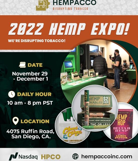 Hempacco accueillera la Hemp Expo 2022 du 29 novembre au 1er décembre à San Diego, en Californie